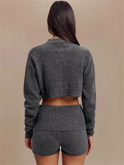 Tossy Knit Cardigan Sweater Female Long Sleeve Cropped Solid Top Streetwear Casual Patchwork Commute Top Women Knitwear Cardigan - MauBai