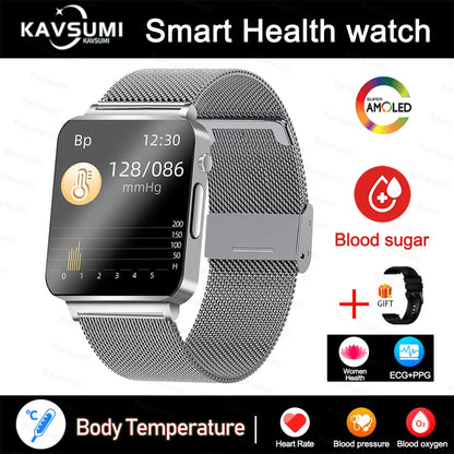 2024 New Accurate Measure Blood Sugar Smart Watch Men ECG+PPG Blood Pressure Heart Rate Monitor IP68 Waterproof Women Smartwatch