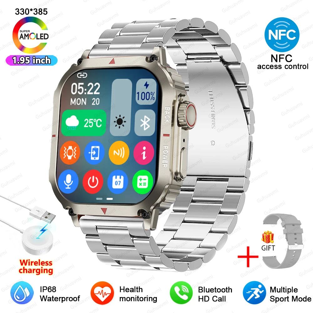 2025 New For Xiaomi Samsung Galaxy Smart Watch Men Outdoor GPS Sports Fitness Tracker Health Monitor 1.95" NFC Call Smartwatch