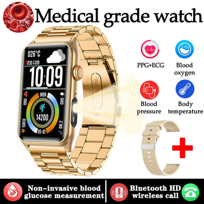 2025 New For Xiaomi AI Medical Diagnostic Women Smart Watch Blood Sugar Heart Rate Voice Bluetooth Call Health Smartwatch Men