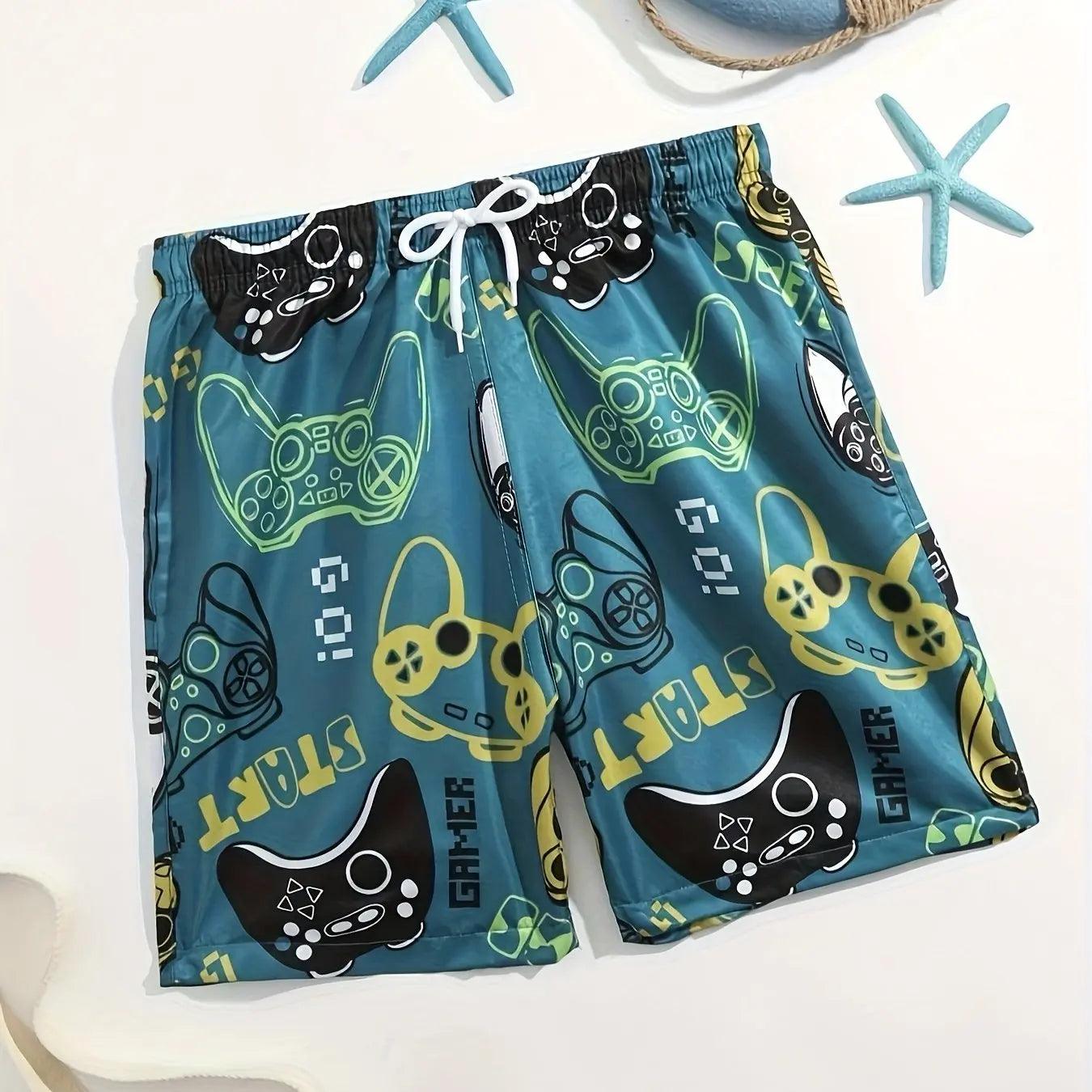 Kids Game Console 3D Print Boys Shorts Casual Clothes Drawstring Shorts For Boy Swim Trunks Cartoon Summer Children Beach Shorts - MauBai