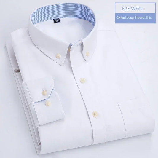 Hot solid color casual Oxford shirt men's fashion slim business long-sleeved shirt wholesale, street clothing， shirts for men