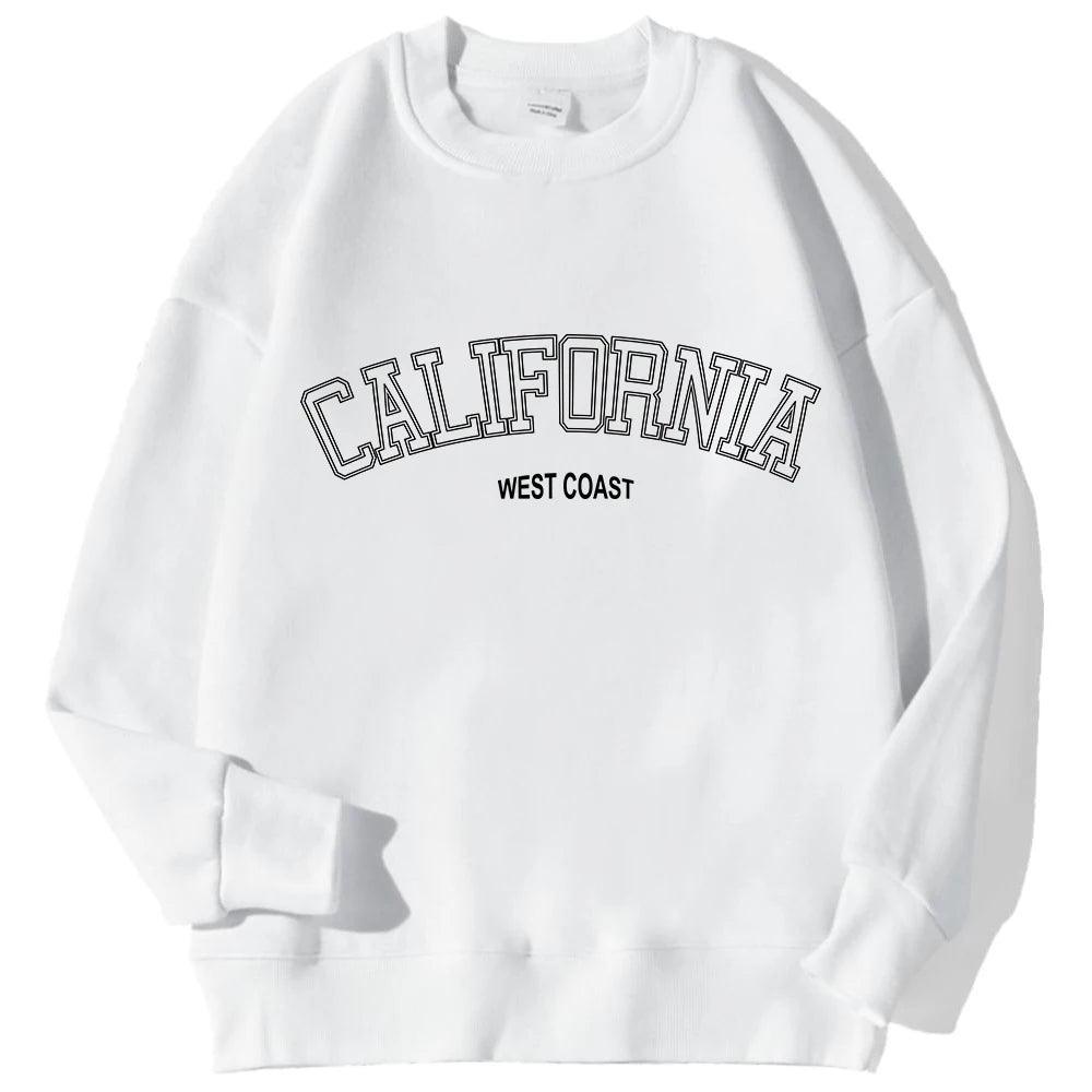 Korean Trend Woman Sweatshirts California West Coast Print Female hoodie Long Sleeves O-neck Pullovers Sporty and Rich Clothing - MauBai