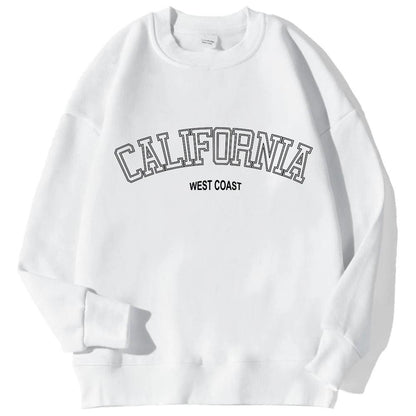 Korean Trend Woman Sweatshirts California West Coast Print Female hoodie Long Sleeves O-neck Pullovers Sporty and Rich Clothing - MauBai