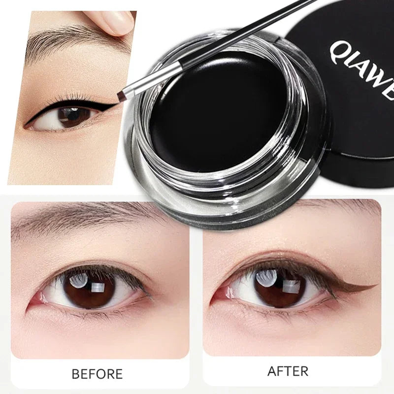 Black Brown Eyeliner Cream Waterproof Beauty Cosmetics Long Lasting Eyeliner Gel Eyeshadow Makeup Tools with Brush Set Eye Liner