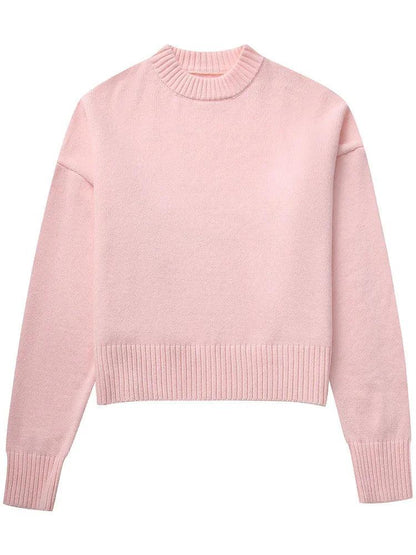 Tossy Pink Knitwear Sweater Pullover For Women Long Sleeve Fashion Loose Patchwork Cute Y2k Top Female Knit Elegant Pullover New - MauBai