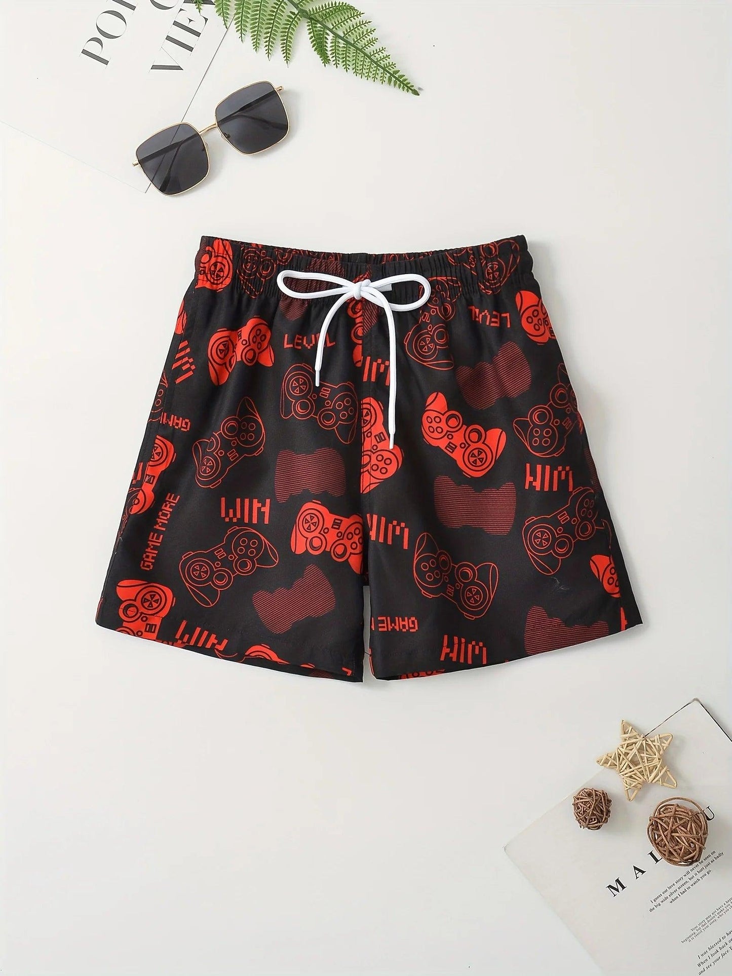 Kids Game Console 3D Print Boys Shorts Casual Clothes Drawstring Shorts For Boy Swim Trunks Cartoon Summer Children Beach Shorts - MauBai