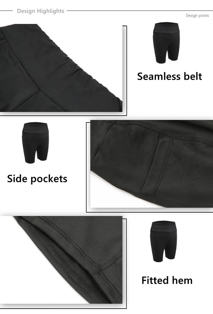 2022 Sports Pants Tight Running Shorts Yoga Cycling Pants Women's Sports Five Pants High Waist High Stretch Shorts Pocket Phone - MauBai