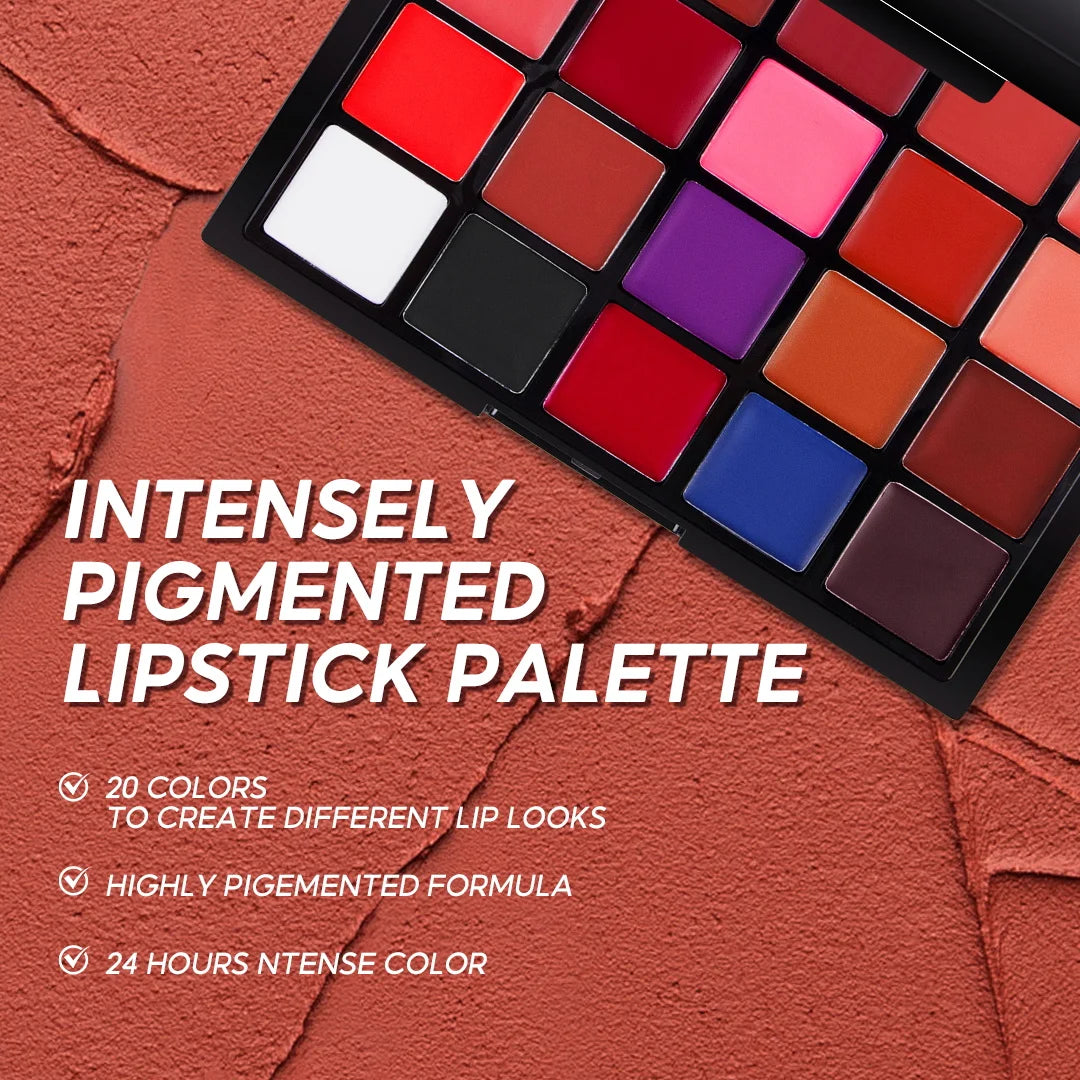 IMAGIC 20 Colors Lipstick Palette Matte Velvet Lip Makeup Long Lasting Lip High Pigmented