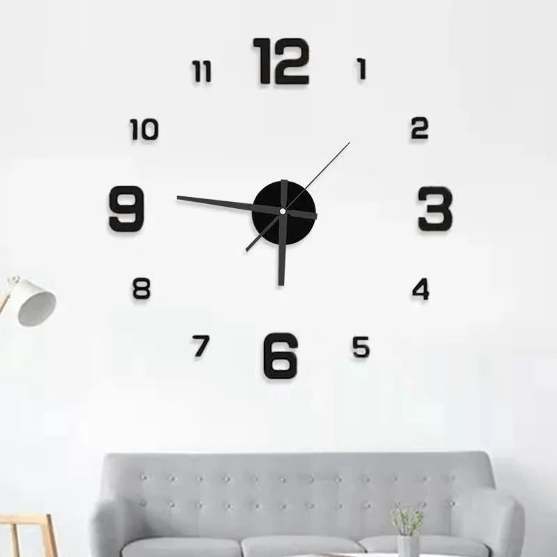 Simple Modern Design Digital DIY Clock Silent Wall Clock Room Living Wall Decoration Home Decor Punch-Free Wall Sticker Clock