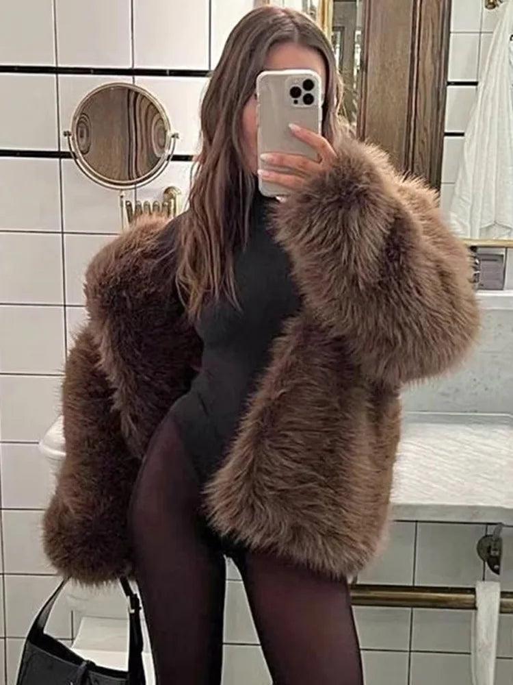 Tossy Winter Fashion Fluffy Furry Faux Fur Women Jacket Overcoats Loose Cardigan Thick Warm Patchwork Female Coat Faux Fur 2025 - MauBai