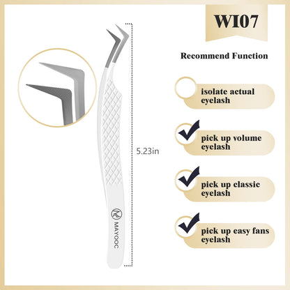 MAYOOC Eyelash Tweezers With Fiber Tips Stainless Steel High Precision Tweezer Volume Fans lash Tweezer Makeup Tools Custom Logo