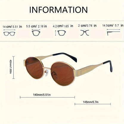 Oval Sunglasses for Women Men Trendy Metal Frame Sun Glasses Classic Shades